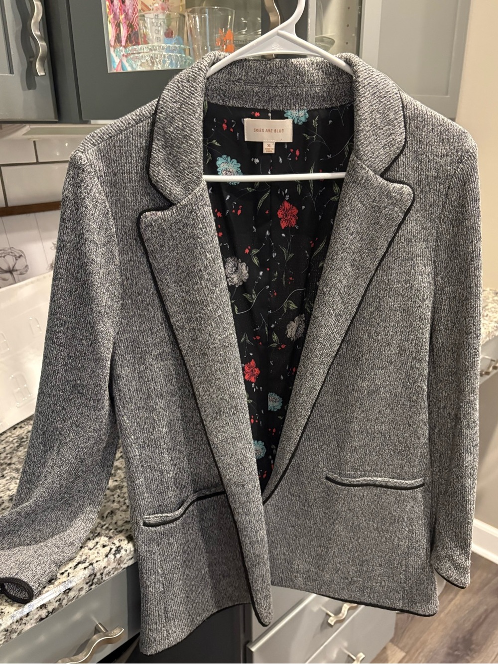 Gray Knit Blazer Jacket